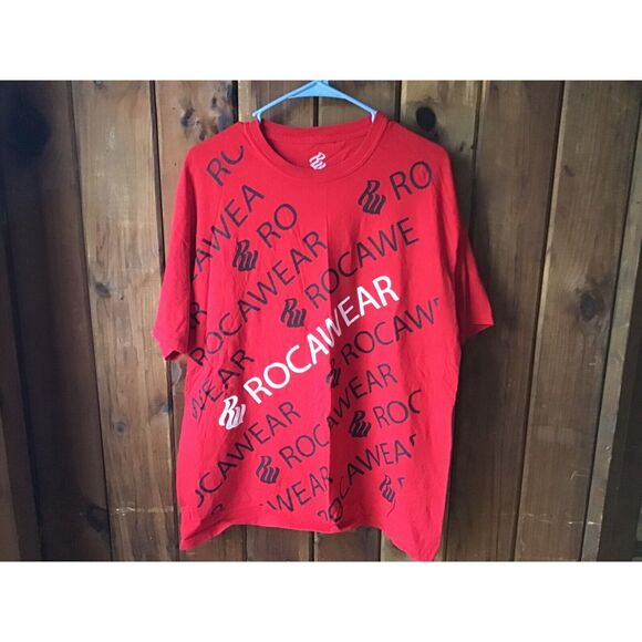 Rocawear Red Short Sleeve T Shirt Size L Graphics Words Streetwear - Picture 1 of 5